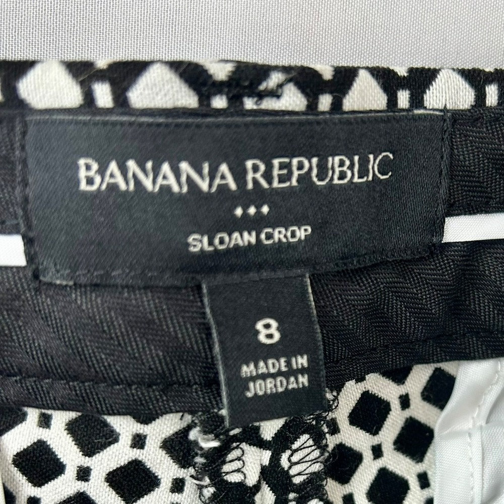 Banana Republic Factory Pants, Size 8, Sloan Crop Style, Diamond, Black White‎ - Picture 9 of 9